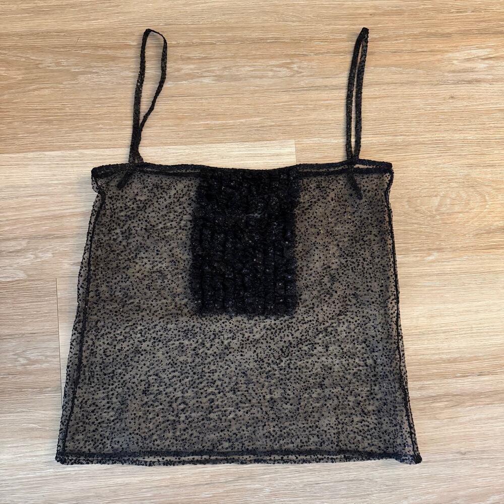 DSquared2 | NWOT Glitter, Velvet Dot & Ruffle Tank Top Size 44 Italian (Large) - Picture 5 of 7